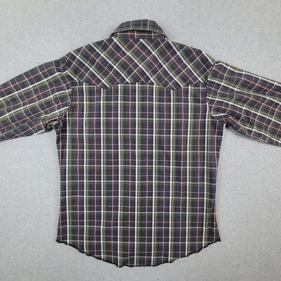 Wrangler Shirt Mens Size Large Plaid Button Down Black Pearl Snaps Long Sleeve - Picture 8 of 13